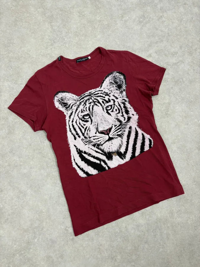 AW2004 Dolce & Gabbana Red White Tiger T-Shirt psoeOtu 4