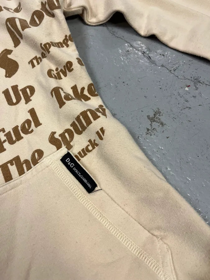 AW2004 Dolce & Gabbana Rider Poem Beige Zip-Up Sweater GbCIOeg 4