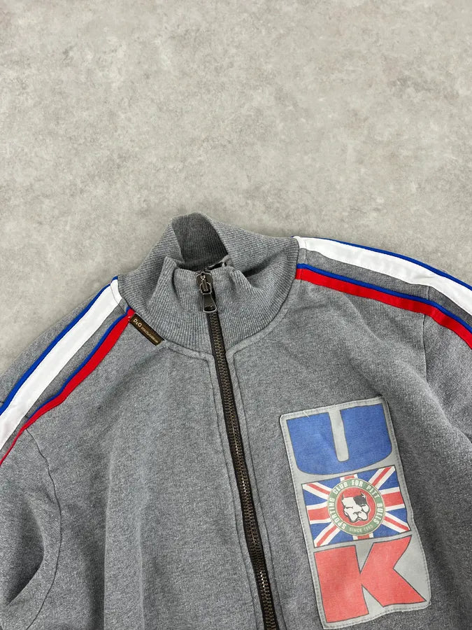 AW2004 Dolce & Gabbana UK Flag Team Grey Zip-up Sweater iFkWsfF 4