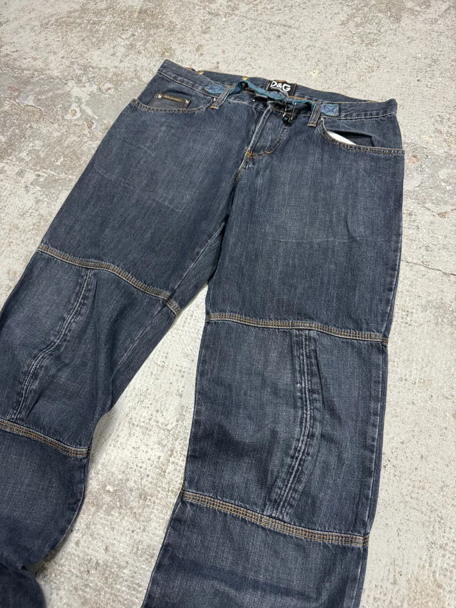 AW2004 Dolce & Gabbana Utility Blue Denim Jeans (M) rJWmvMb 5