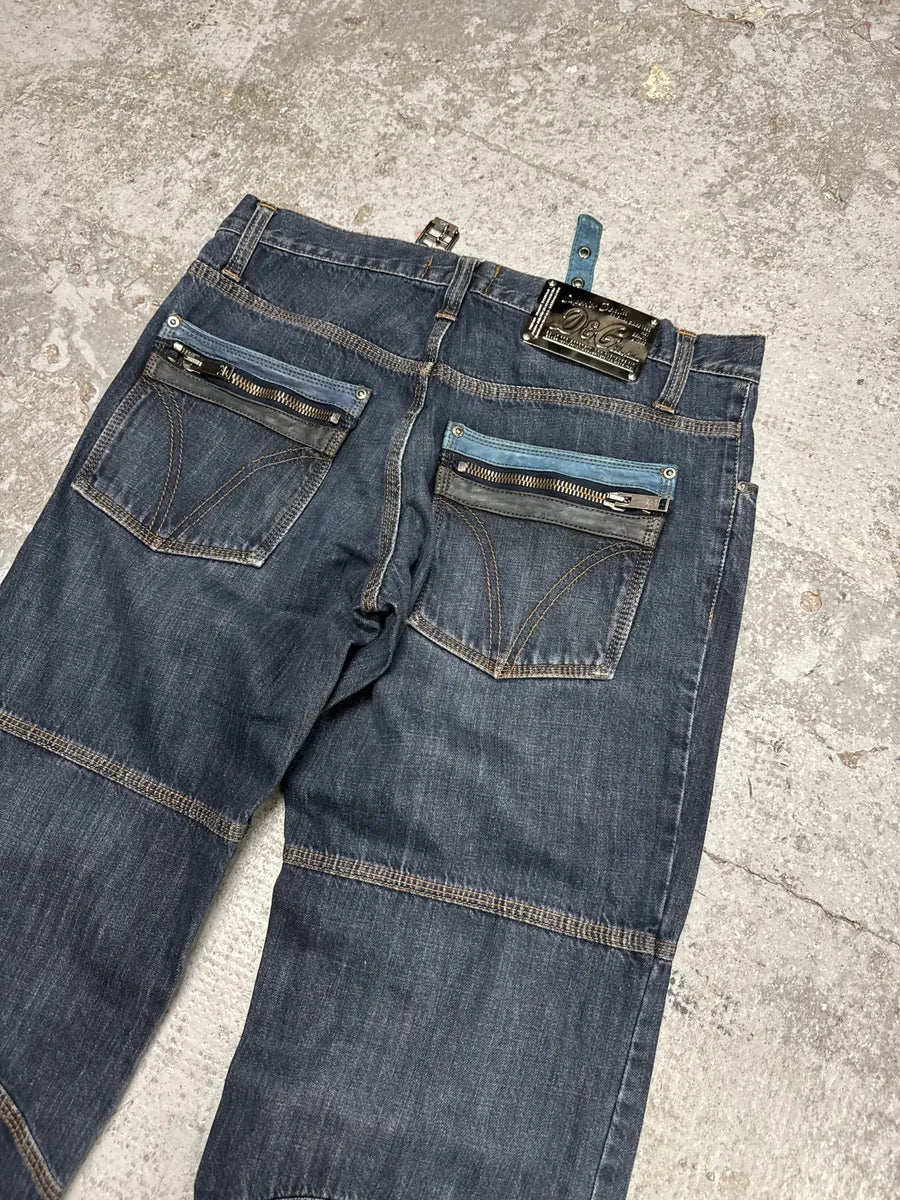 AW2004 Dolce & Gabbana Utility Blue Denim Jeans (M) rJWmvMb 7