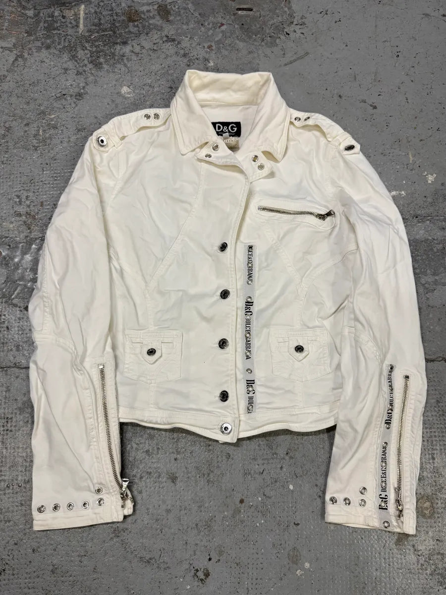 AW2004 Dolce & Gabbana White Cargo Army White Jacket gQRWunv 0