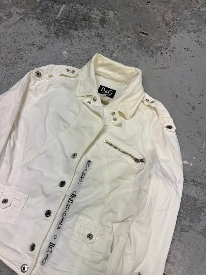 AW2004 Dolce & Gabbana White Cargo Army White Jacket gQRWunv 7