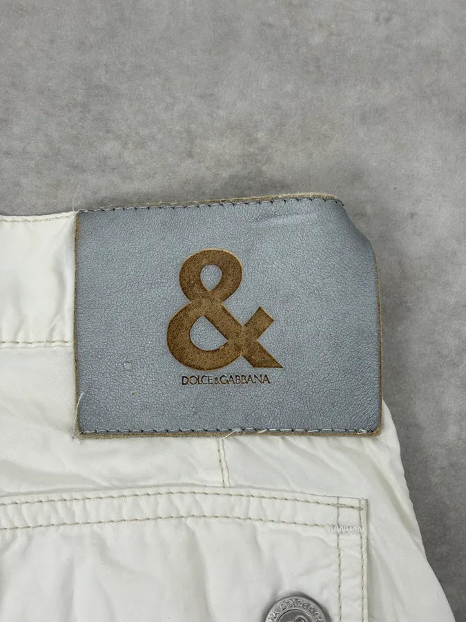 AW2004 Dolce & Gabbana White Nylon Cargo Pants EUPVQjO 11