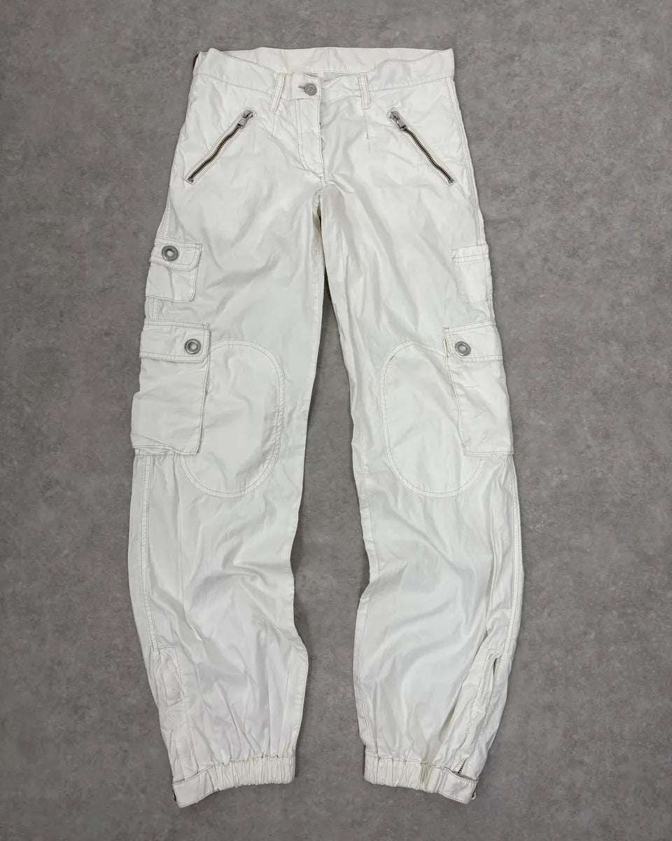 AW2004 Dolce & Gabbana White Nylon Cargo Pants EUPVQjO 3