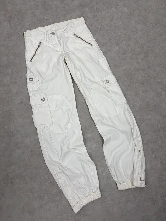 AW2004 Dolce & Gabbana White Nylon Cargo Pants EUPVQjO 4