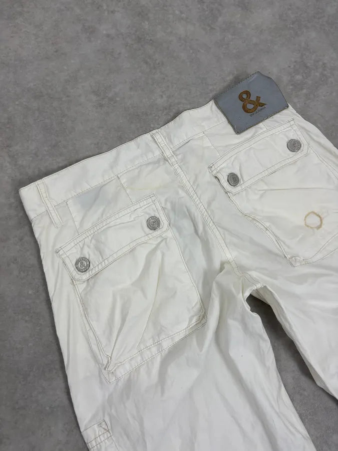 AW2004 Dolce & Gabbana White Nylon Cargo Pants EUPVQjO 7