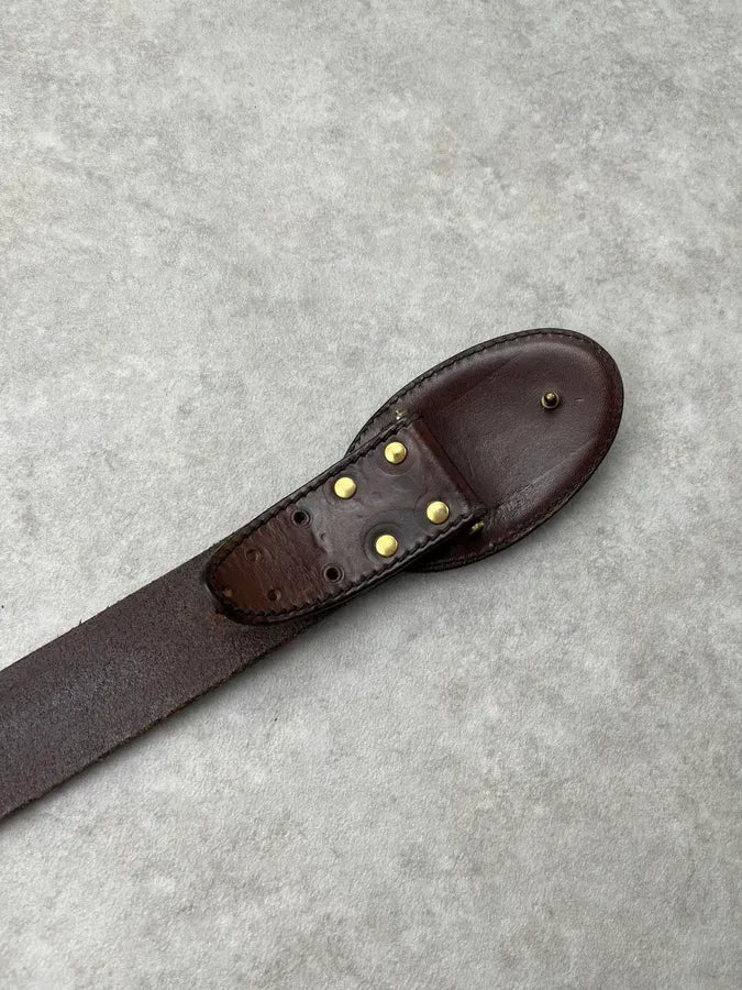 AW2004 Dolce & Gabbana Futuristic Buckle Brown Leather Belt VCyINCn 6