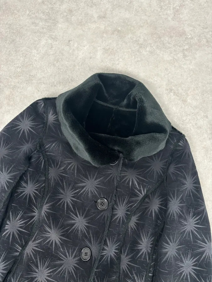 AW2004 Emporio Armani Black Stars Contemporary Reversible Long Coat PmAwaTe 4