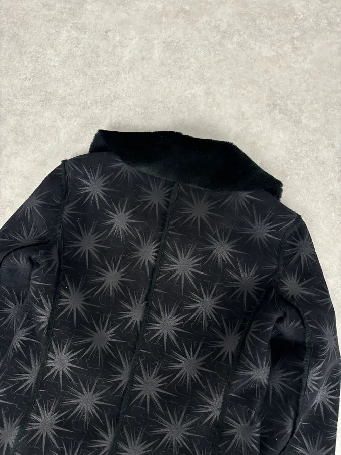 AW2004 Emporio Armani Black Stars Contemporary Reversible Long Coat PmAwaTe 8