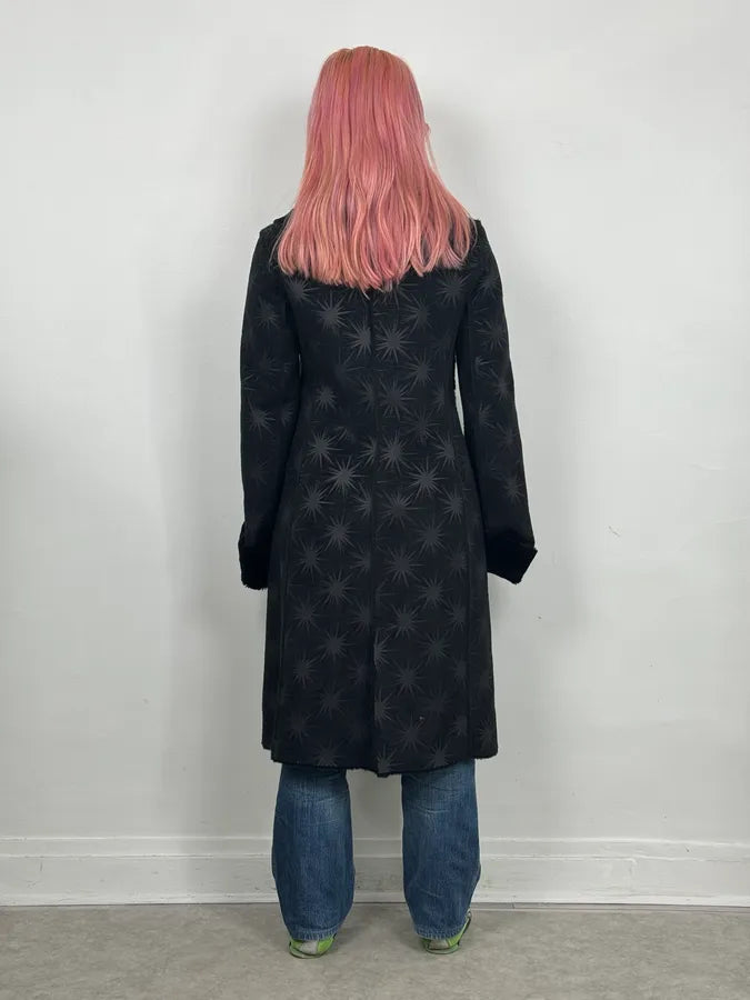 AW2004 Emporio Armani Black Stars Contemporary Reversible Long Coat PmAwaTe 3