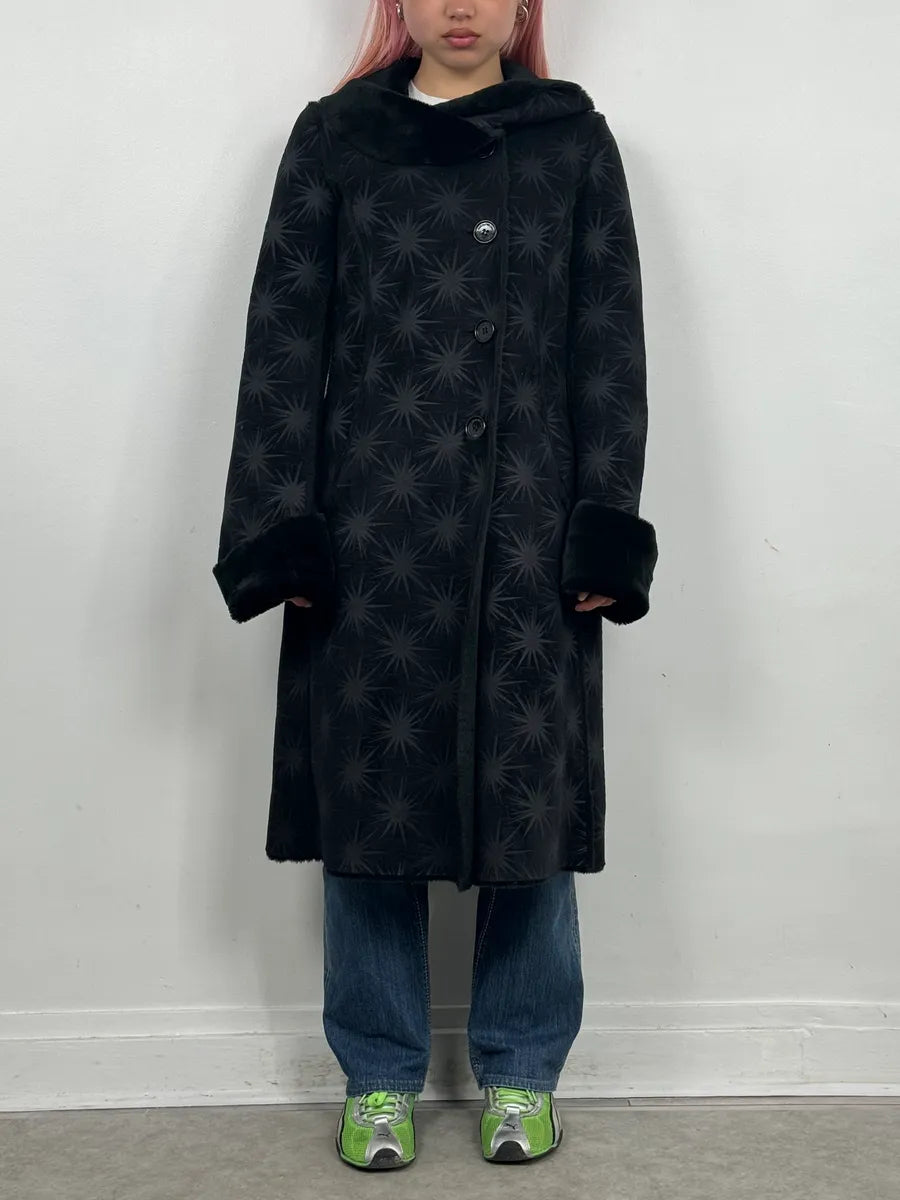 AW2004 Emporio Armani Black Stars Contemporary Reversible Long Coat PmAwaTe 2