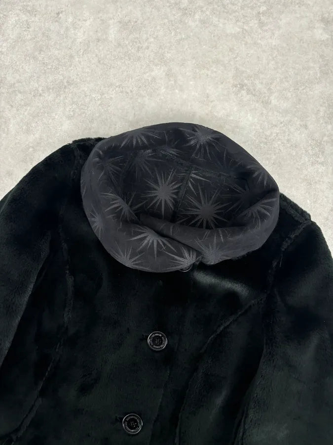AW2004 Emporio Armani Black Stars Contemporary Reversible Long Coat PmAwaTe 5
