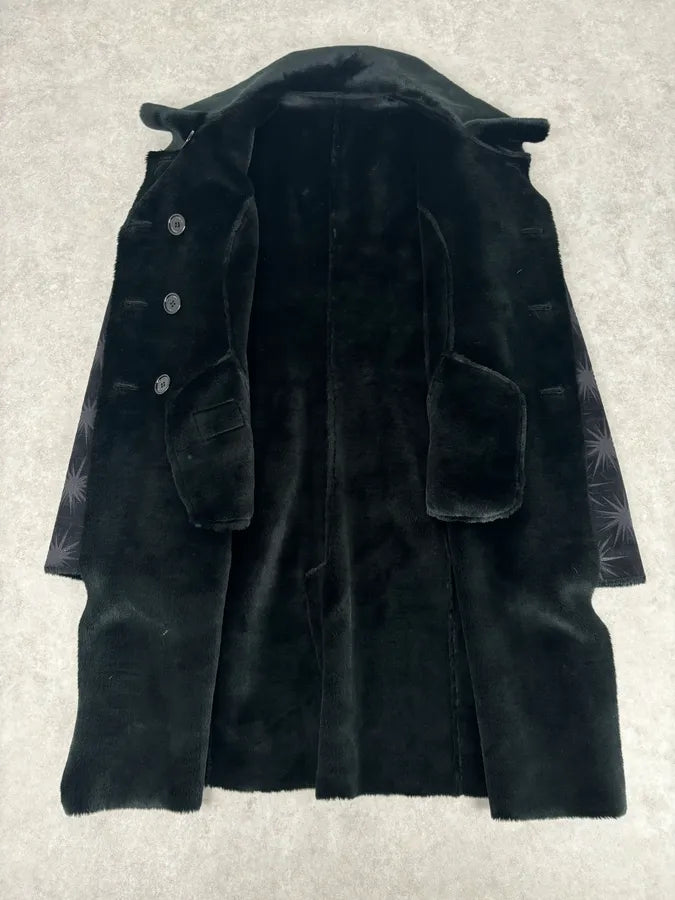 AW2004 Emporio Armani Black Stars Contemporary Reversible Long Coat PmAwaTe 12
