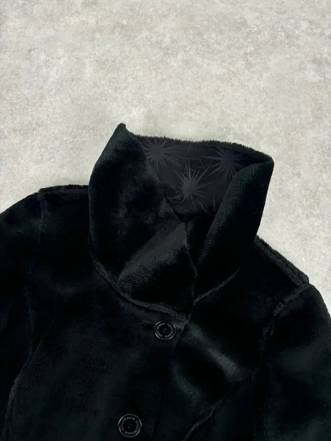 AW2004 Emporio Armani Black Stars Contemporary Reversible Long Coat PmAwaTe 11