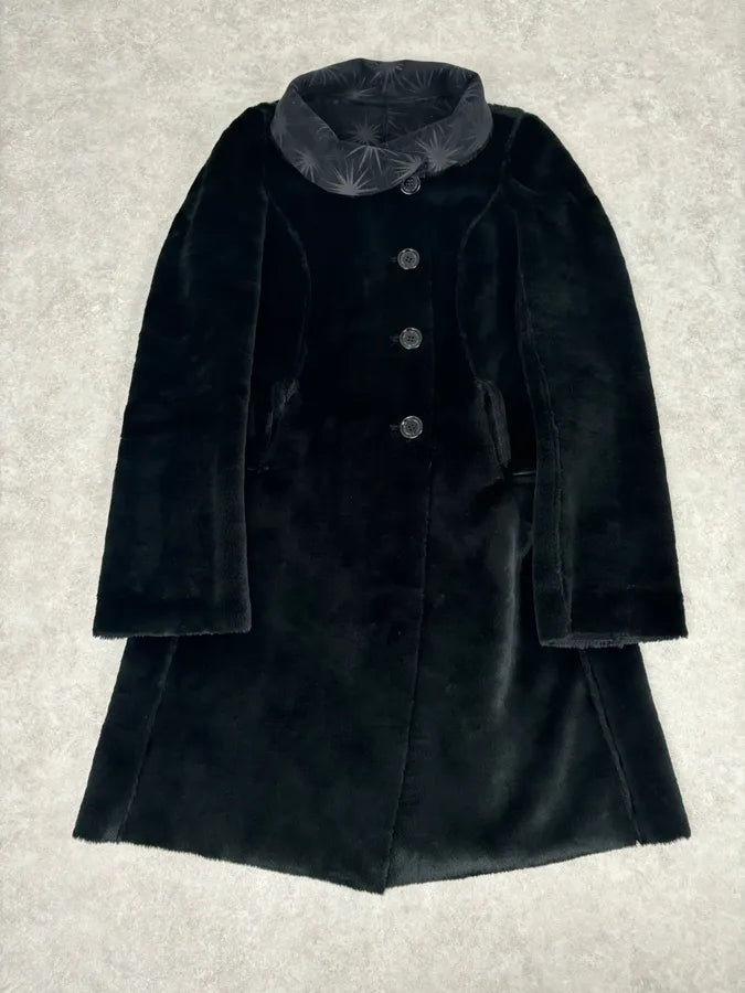 AW2004 Emporio Armani Black Stars Contemporary Reversible Long Coat PmAwaTe 1