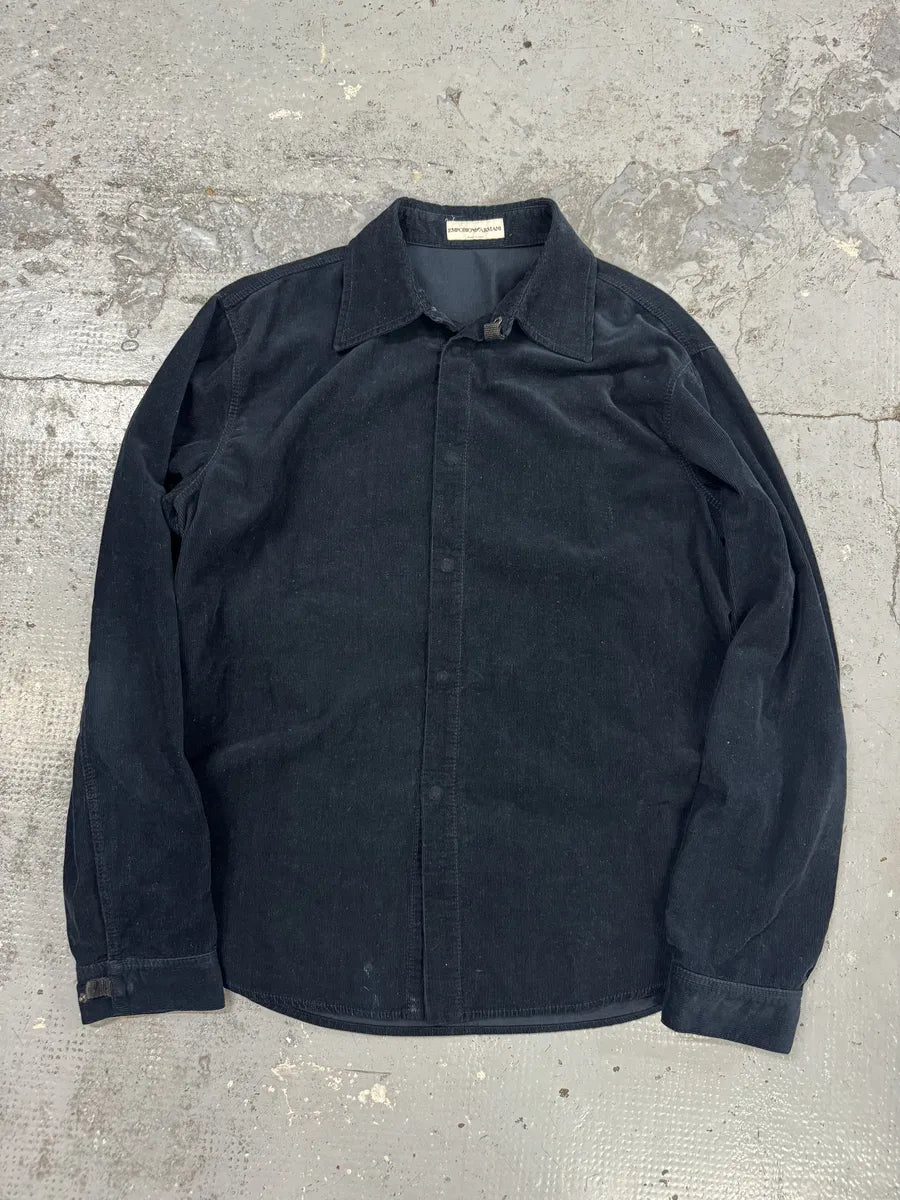 AW2004 Emporio Armani Navy Premium Velvet Shirt dGDgkLV 0