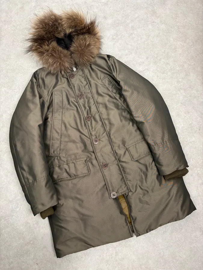 AW2004 Gianfranco Ferré Aviator Green Long fur Hooded Coat ssBtZBH 3