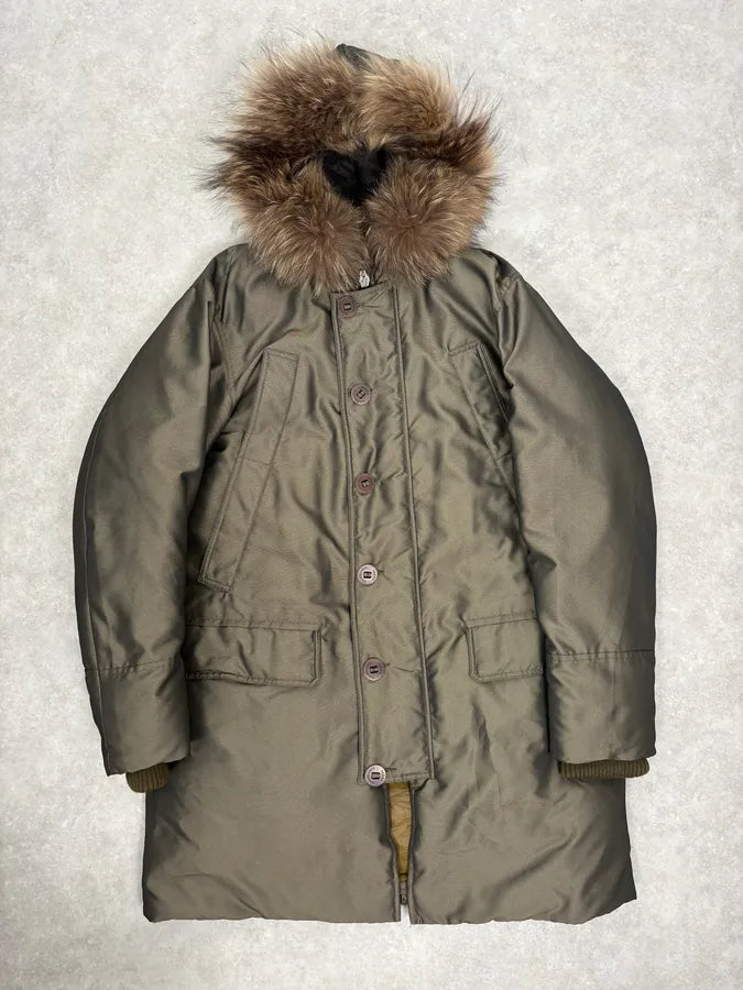 AW2004 Gianfranco Ferré Aviator Green Long fur Hooded Coat ssBtZBH 0