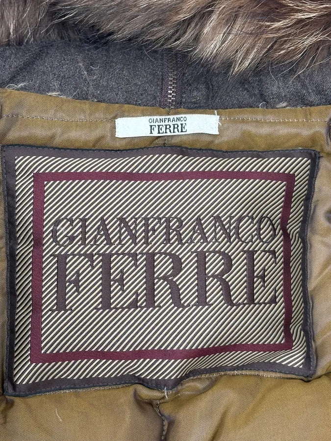 AW2004 Gianfranco Ferré Aviator Green Long fur Hooded Coat ssBtZBH 9