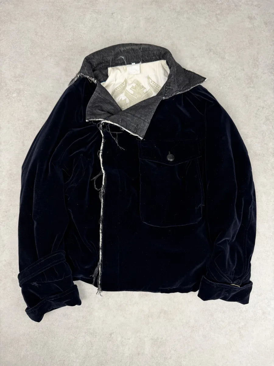 AW2004 Gianfranco Ferré Navy Velvet Officer Jacket LbKqFbQ 0