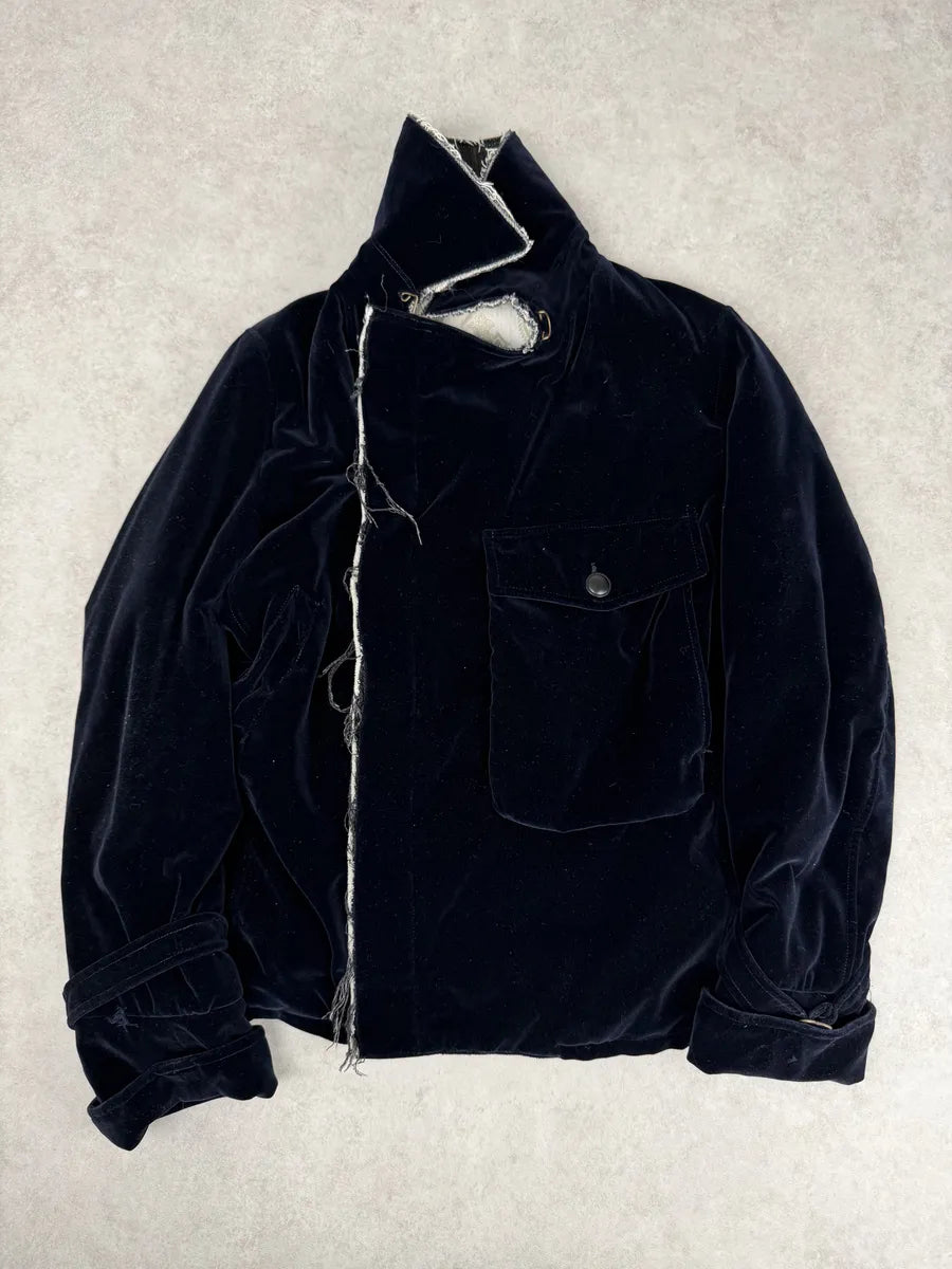 AW2004 Gianfranco Ferré Navy Velvet Officer Jacket LbKqFbQ 1