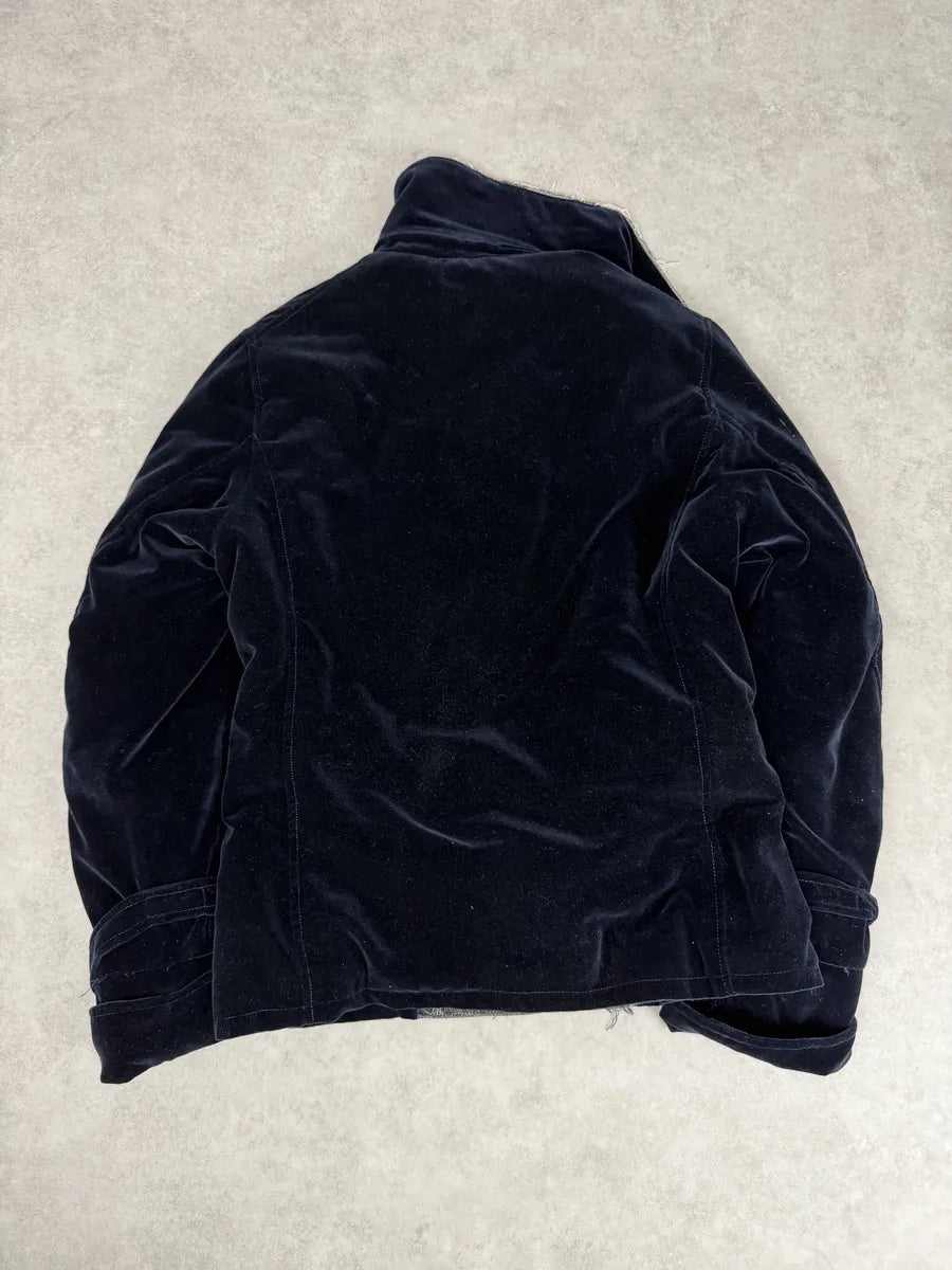 AW2004 Gianfranco Ferré Navy Velvet Officer Jacket LbKqFbQ 2