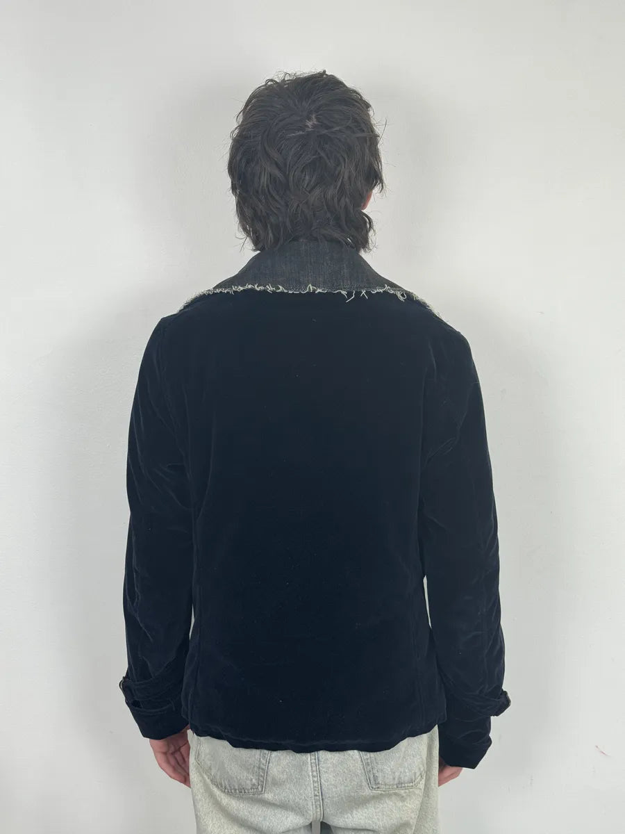 AW2004 Gianfranco Ferré Navy Velvet Officer Jacket LbKqFbQ 4