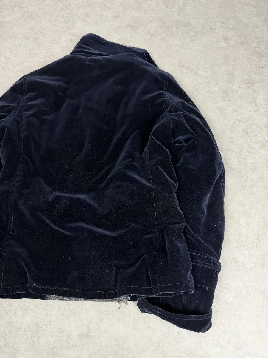 AW2004 Gianfranco Ferré Navy Velvet Officer Jacket LbKqFbQ 5