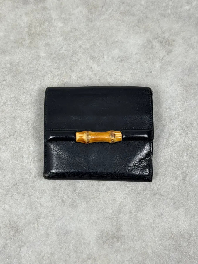 AW2004 Gucci Bamboo Black Leather Wallet XlRjQHV 0