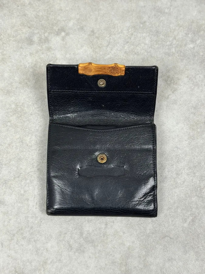 AW2004 Gucci Bamboo Black Leather Wallet XlRjQHV 2