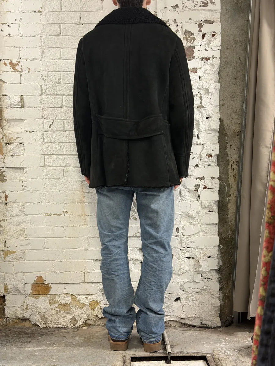 AW2004 Gucci Black Faded Shearling Leather Jacket by Tom Ford XEbbuQa 2