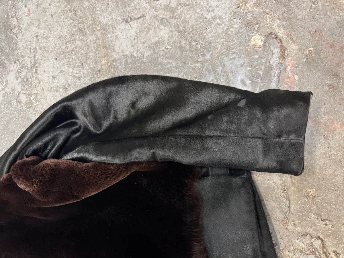 AW2004 Gucci Black Pony Hair Brown Fur Leather Jacket (S) 10