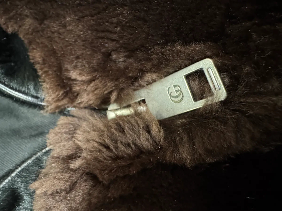 AW2004 Gucci Black Pony Hair Brown Fur Leather Jacket (S) 16