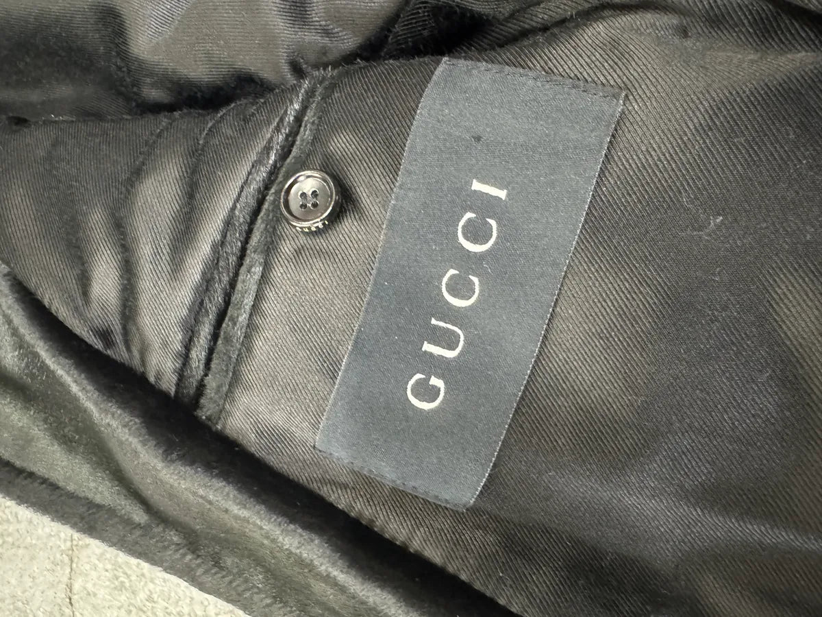 AW2004 Gucci Black Pony Hair Brown Fur Leather Jacket (S) 18