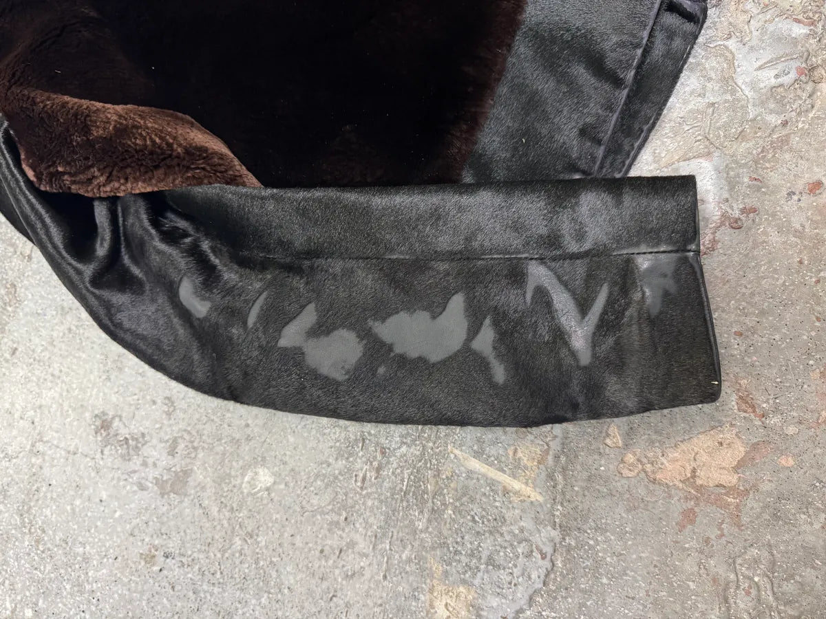 AW2004 Gucci Black Pony Hair Brown Fur Leather Jacket (S) 6