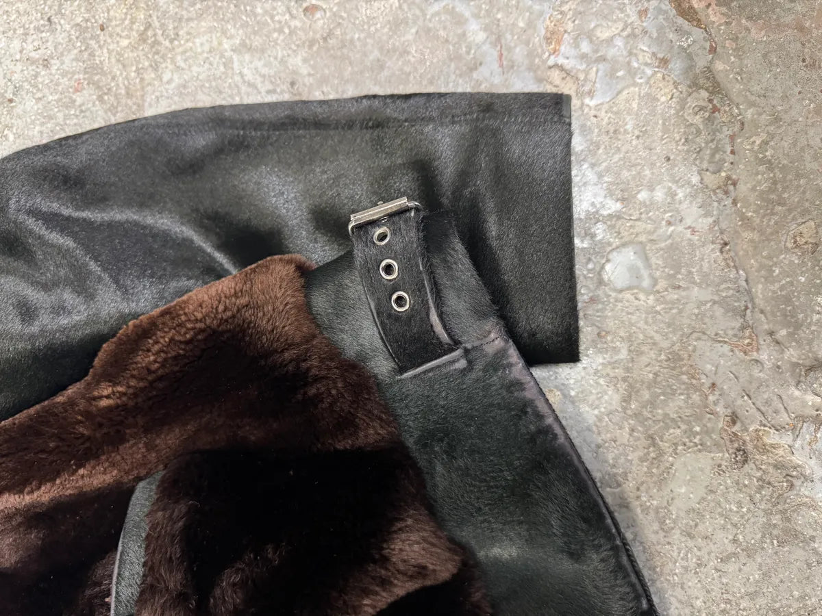 AW2004 Gucci Black Pony Hair Brown Fur Leather Jacket (S) 9