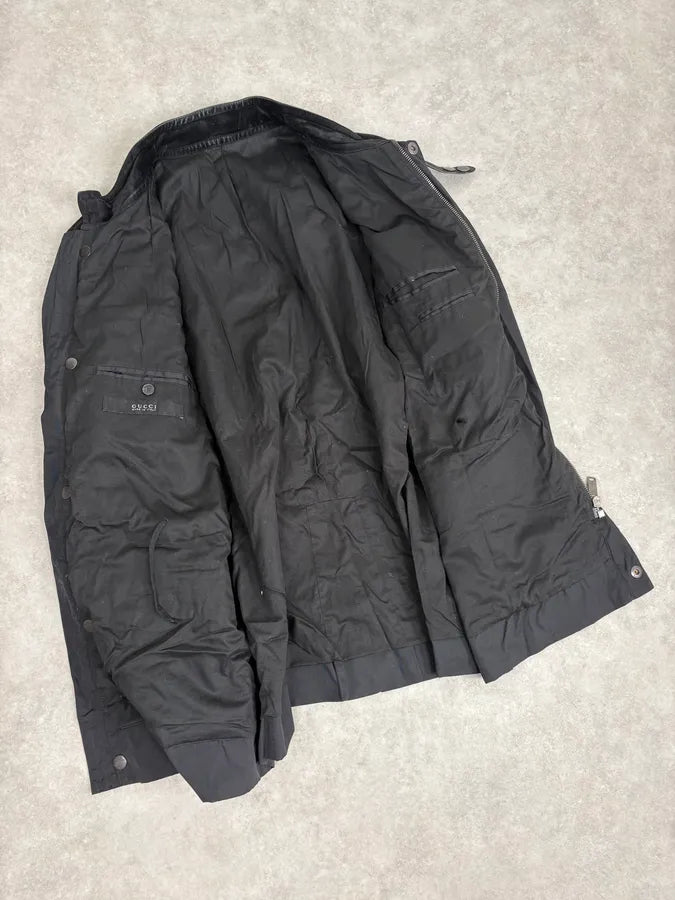 AW2004 Gucci Suede Leather Hybrid Black Parka Jacket by Tom Ford PQhZbbe 6