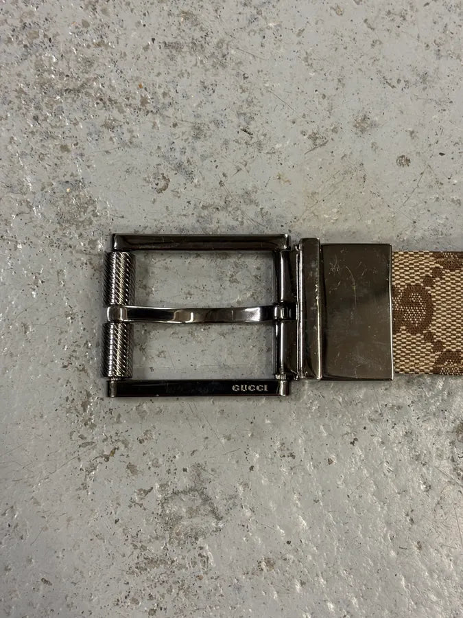 AW2004 Gucci by Tom Ford Beige Monogram Leather Belt HVNwpPc 7