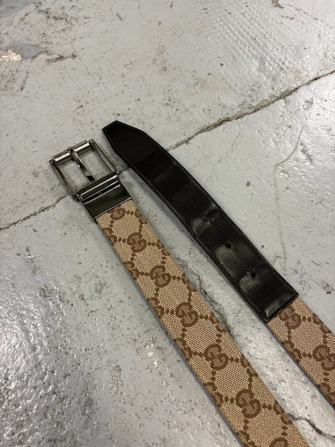 AW2004 Gucci by Tom Ford Beige Monogram Leather Belt HVNwpPc 4