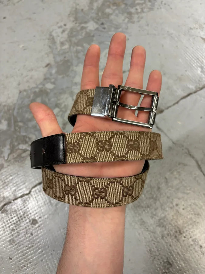 AW2004 Gucci by Tom Ford Beige Monogram Leather Belt HVNwpPc 3