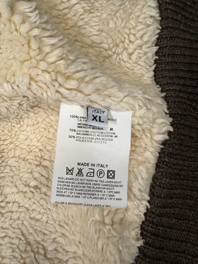 AW2004 Maison Martin Margiela Plushed Wool Brown Zip-up Sweater (L) ehBHlax 10