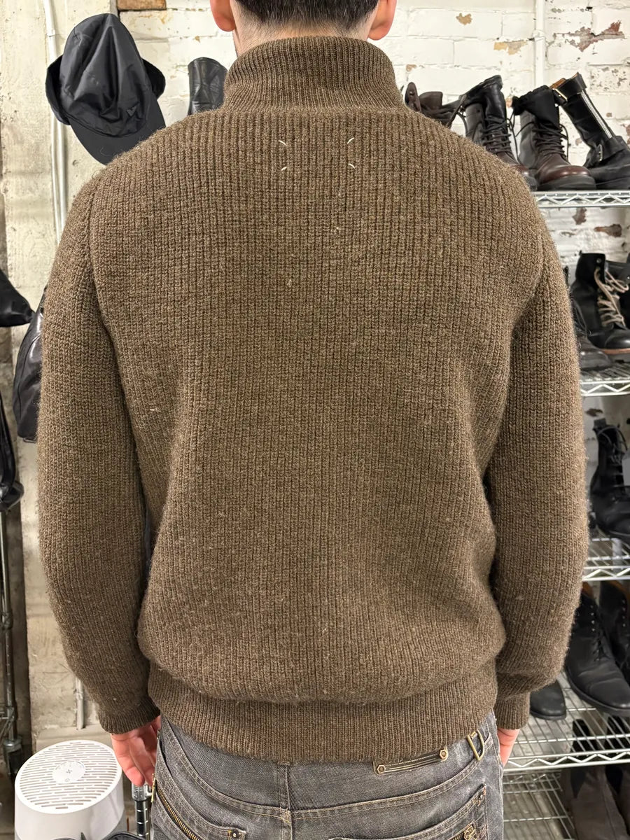 AW2004 Maison Martin Margiela Plushed Wool Brown Zip-up Sweater (L) ehBHlax 2