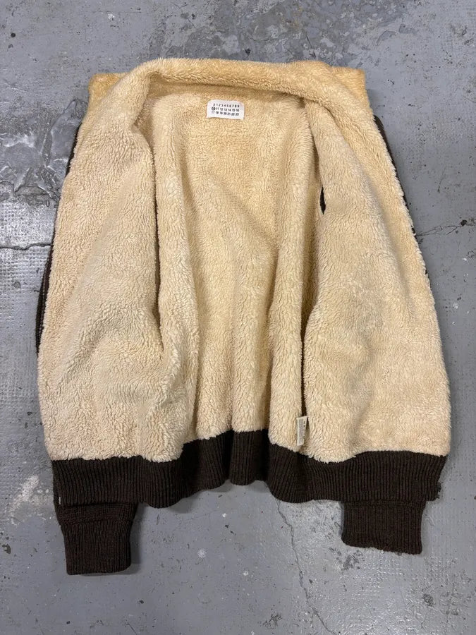 AW2004 Maison Martin Margiela Plushed Wool Brown Zip-up Sweater (L) ehBHlax 6