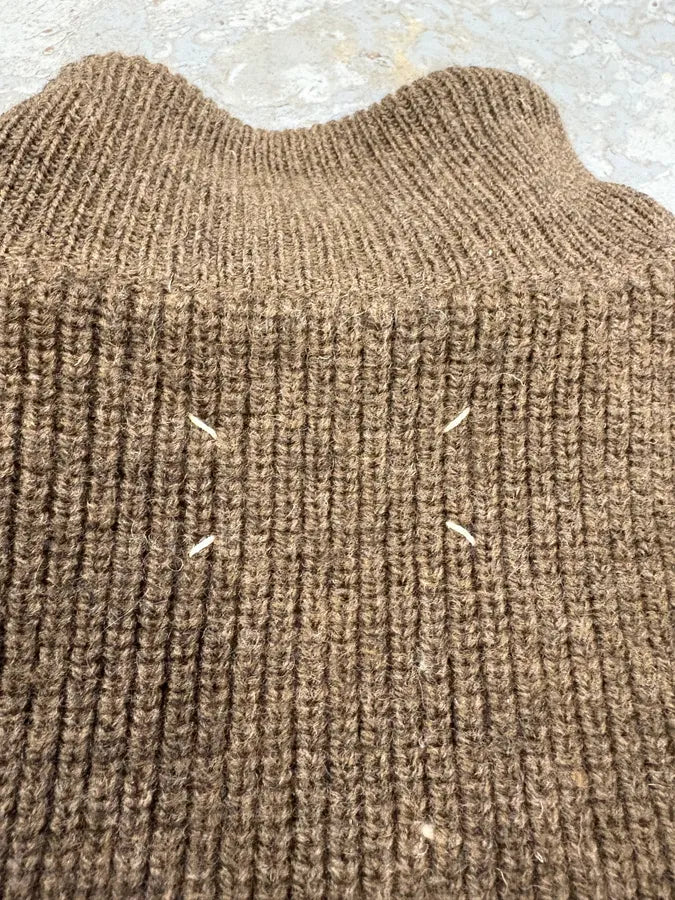 AW2004 Maison Martin Margiela Plushed Wool Brown Zip-up Sweater (L) ehBHlax 7