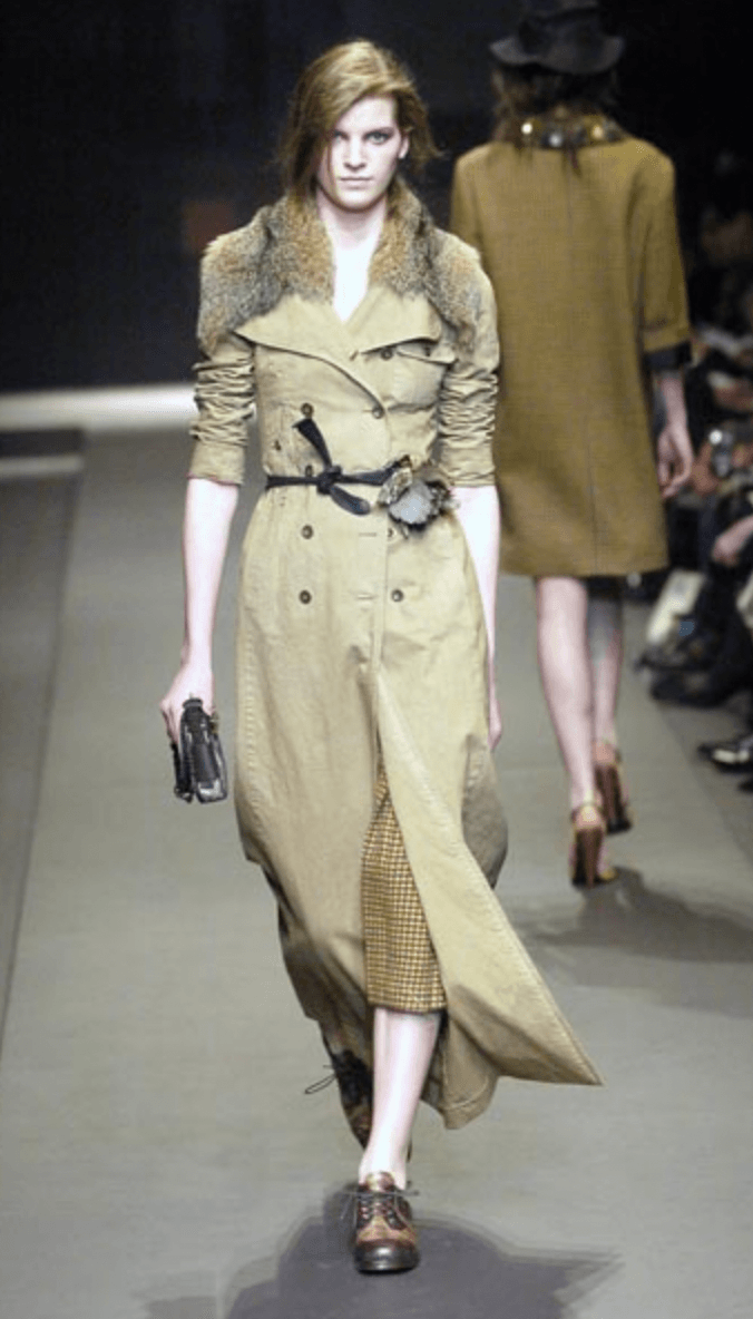 AW2004 Miu Miu Beige Cotton Fur Collar Trench Coat fOfIBfO 0