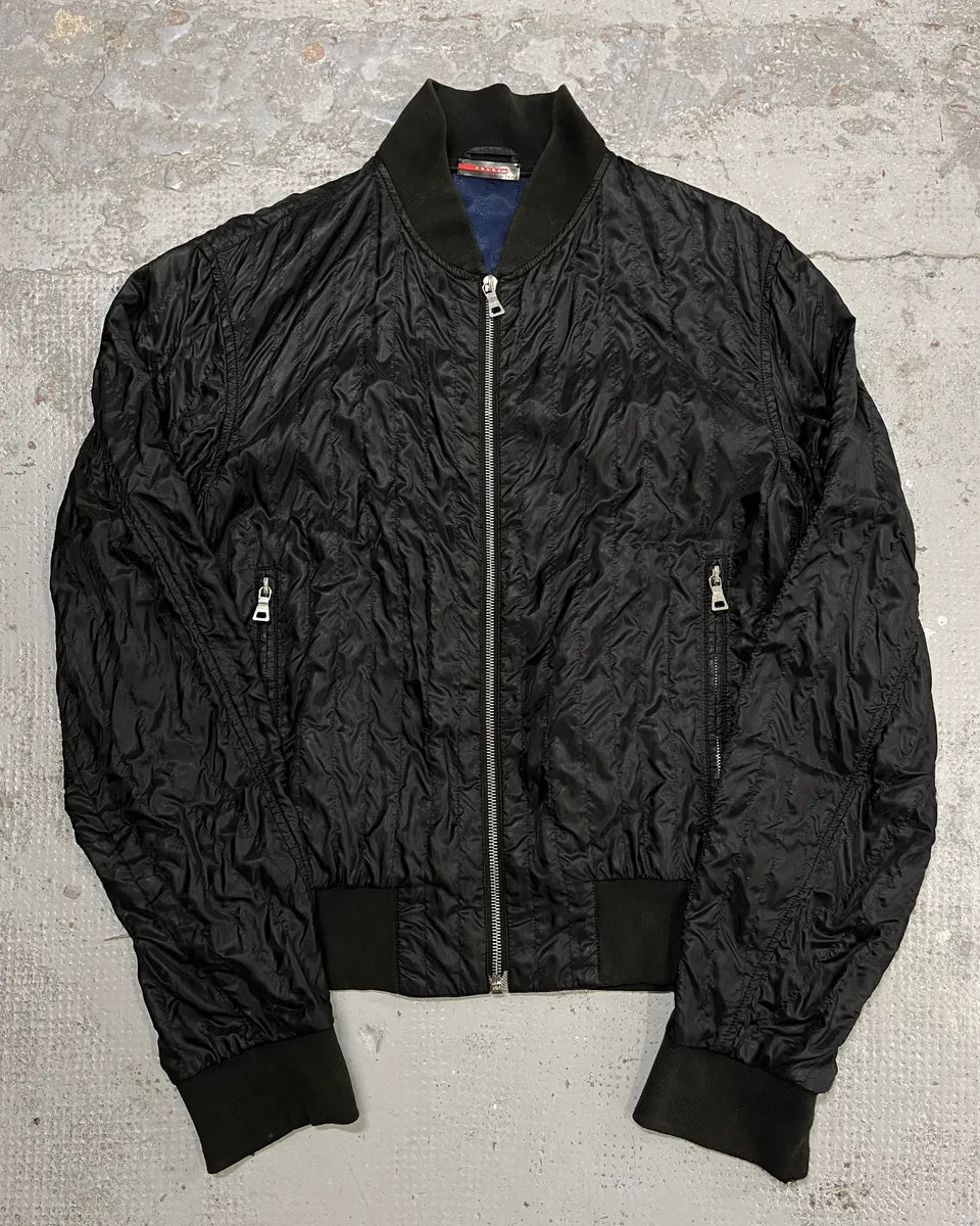 AW2004 Prada Black Nylon Bomber Jacket RLFqhIB 0
