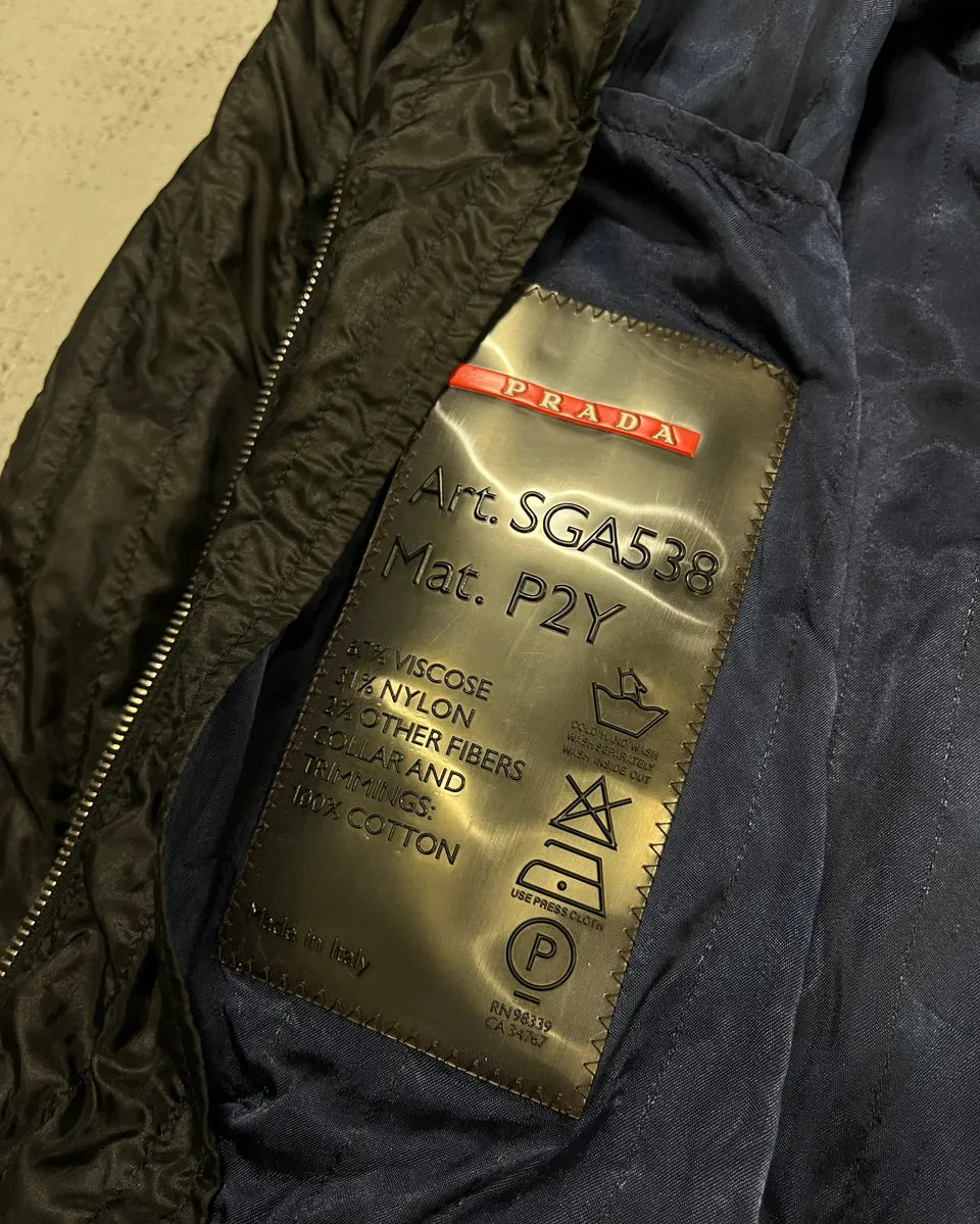 AW2004 Prada Black Nylon Bomber Jacket RLFqhIB 11