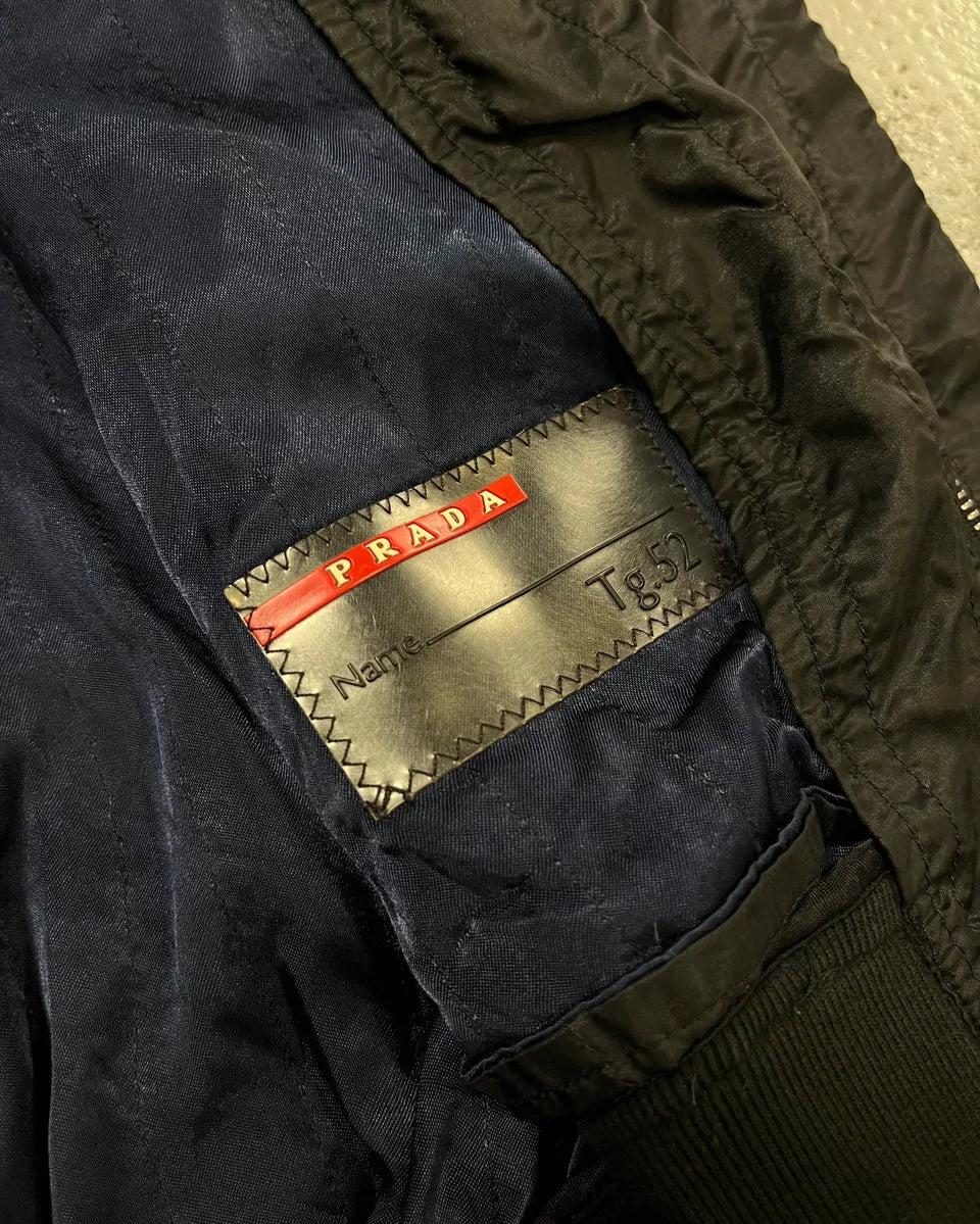 AW2004 Prada Black Nylon Bomber Jacket RLFqhIB 12