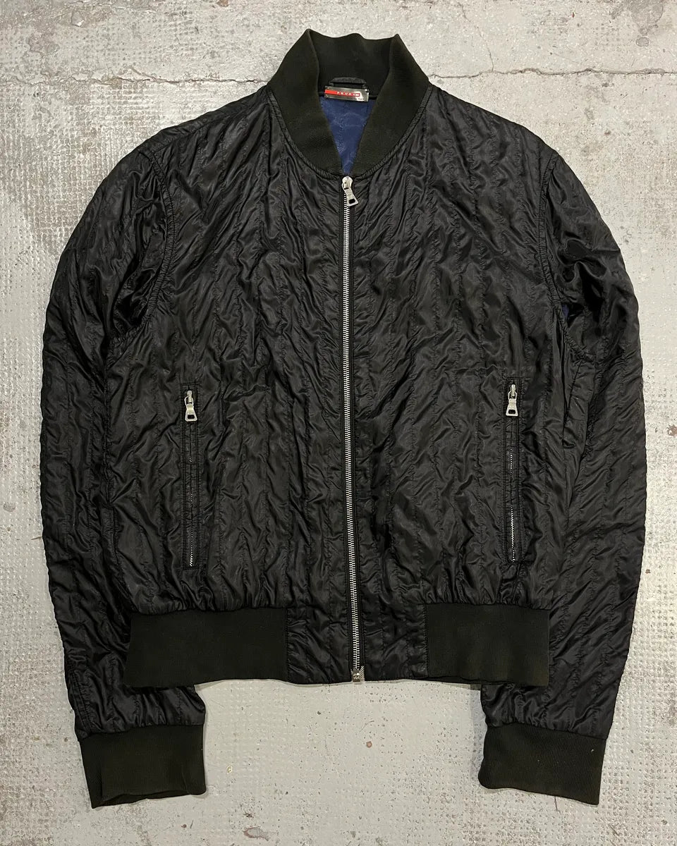 AW2004 Prada Black Nylon Bomber Jacket RLFqhIB 3